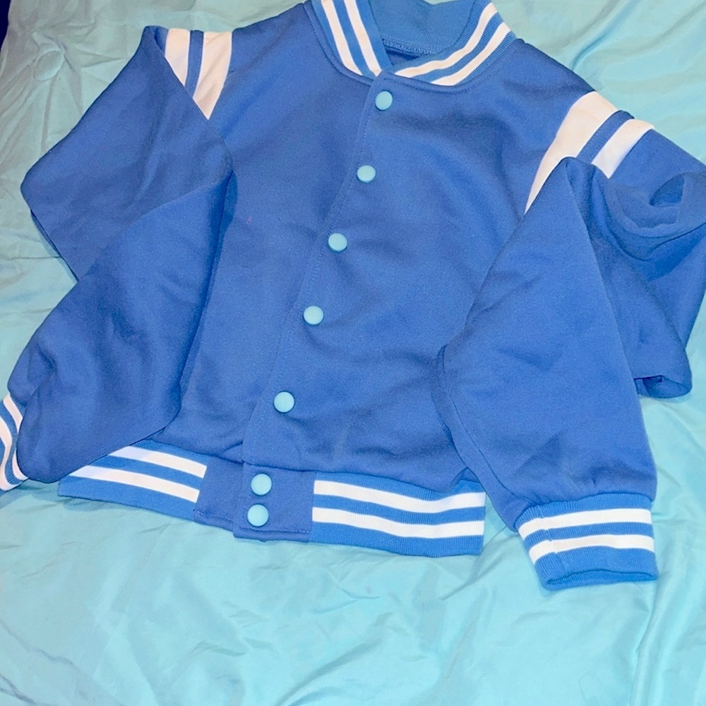 Sky blue and white waste jacket size small only $15